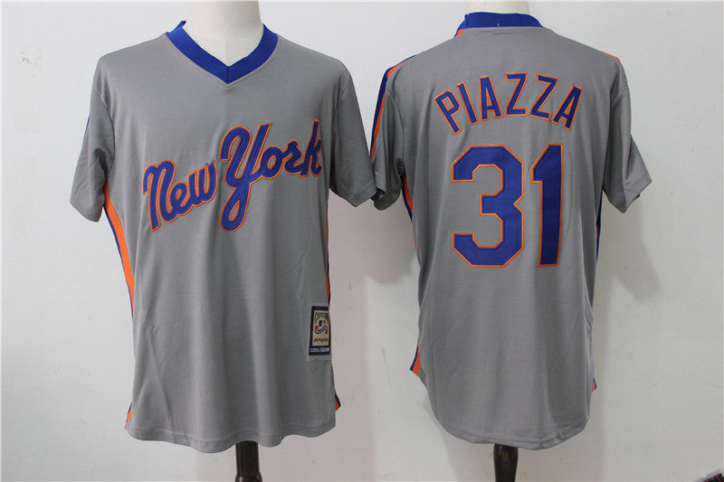 Mike Piazza New York Mets gray Cooperstown jersey