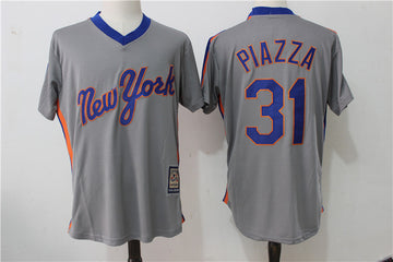 Mike Piazza New York Mets gray Cooperstown jersey