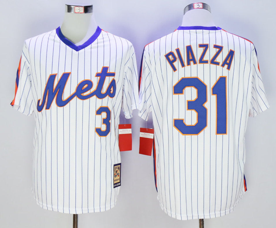 Mike Piazza New York Mets white Cooperstown jersey
