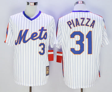 Mike Piazza New York Mets white Cooperstown jersey