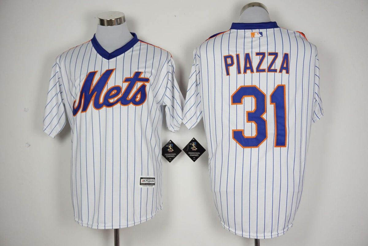 Mike Piazza New York Mets white Cooperstown jersey