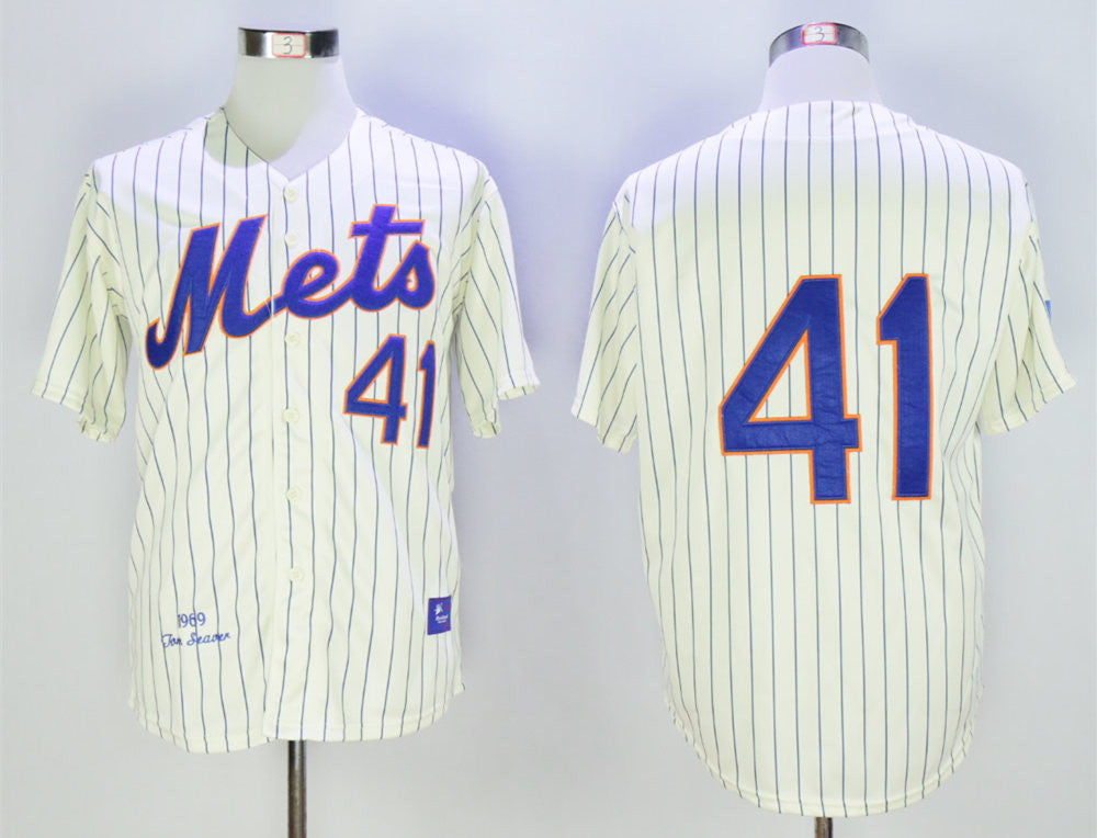 Tom Seaver New York Mets cream Throwback jersey