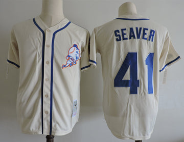 Tom Seaver New York Mets cream Cooperstown jersey