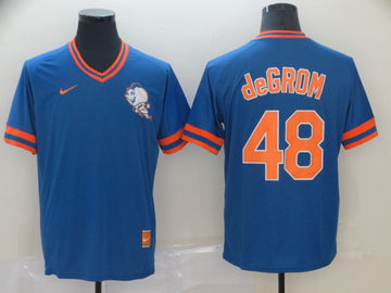 Jacob deGrom New York Mets royal Throwback jersey