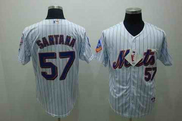 Santana White New York Mets blue jersey