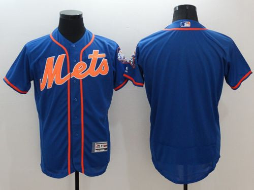 Custom New York Mets blue Authentic jersey