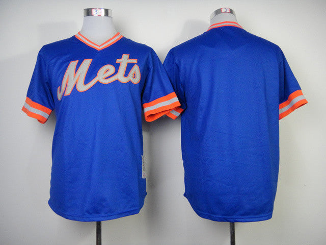 Custom New York Mets blue Throwback jersey