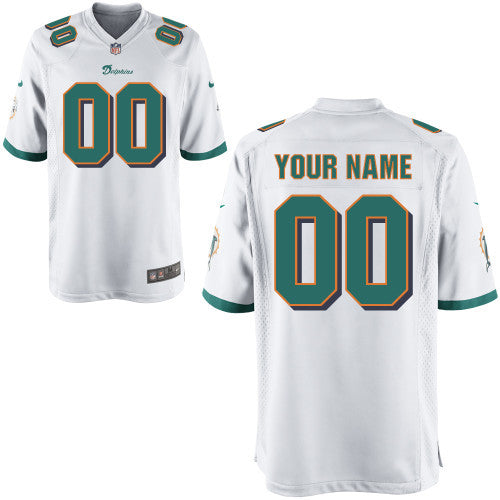 Custom Miami Dolphins white Game jersey