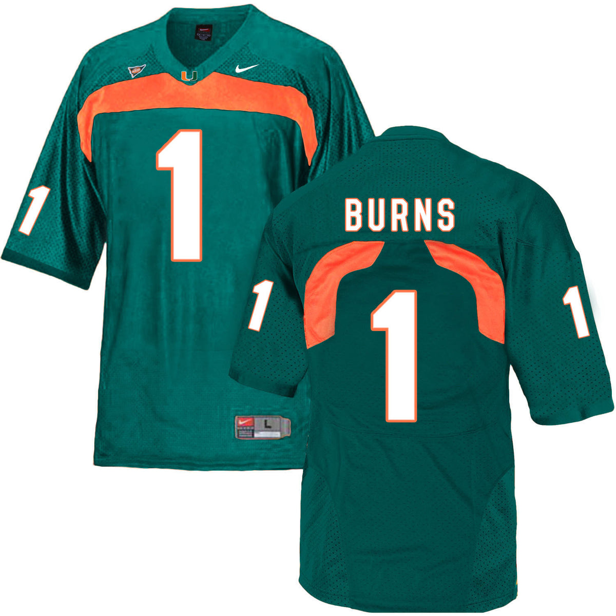 Artie Burns Miami Hurricanes green jersey