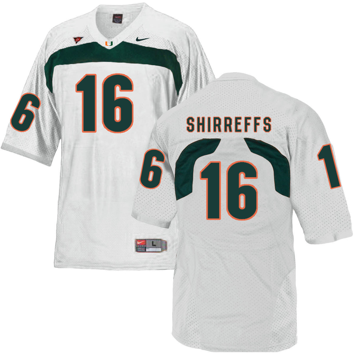Evan Shirreffs Miami Hurricanes white jersey