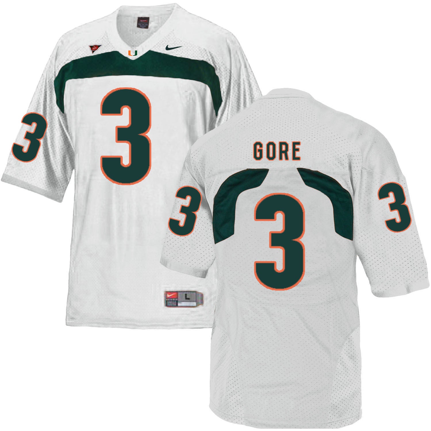 Frank Gore Miami Hurricanes white jersey