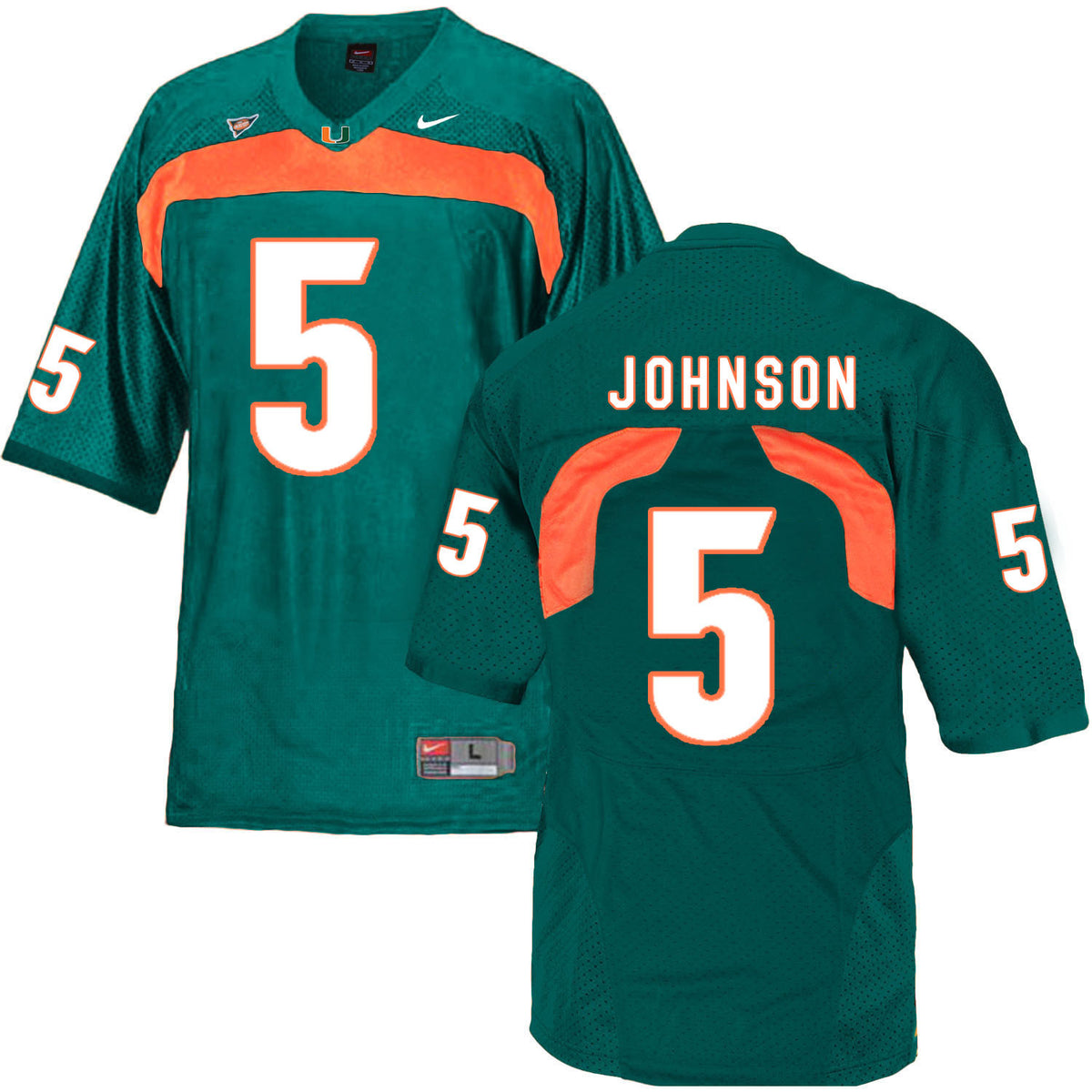 Andre Johnson Miami Hurricanes green jersey