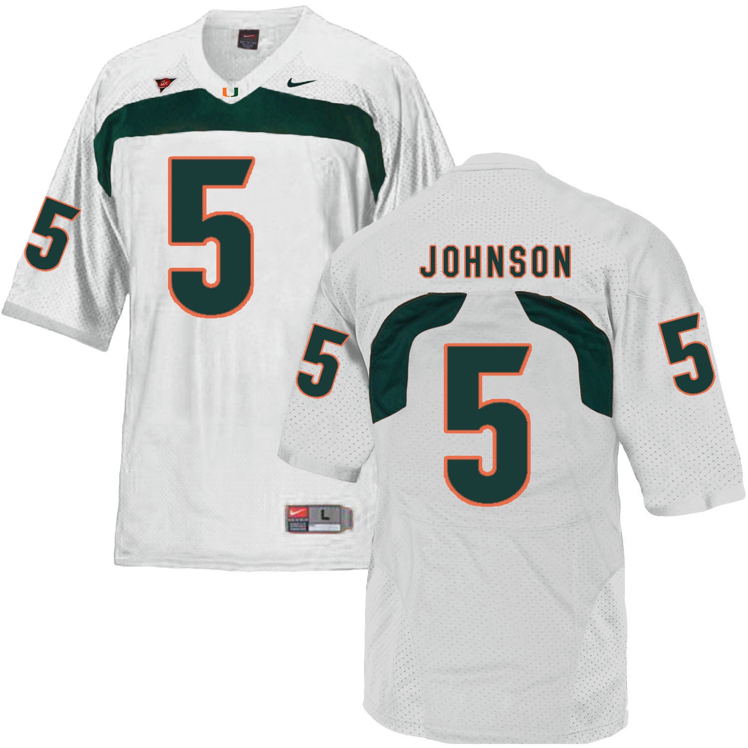 Andre Johnson Miami Hurricanes white jersey