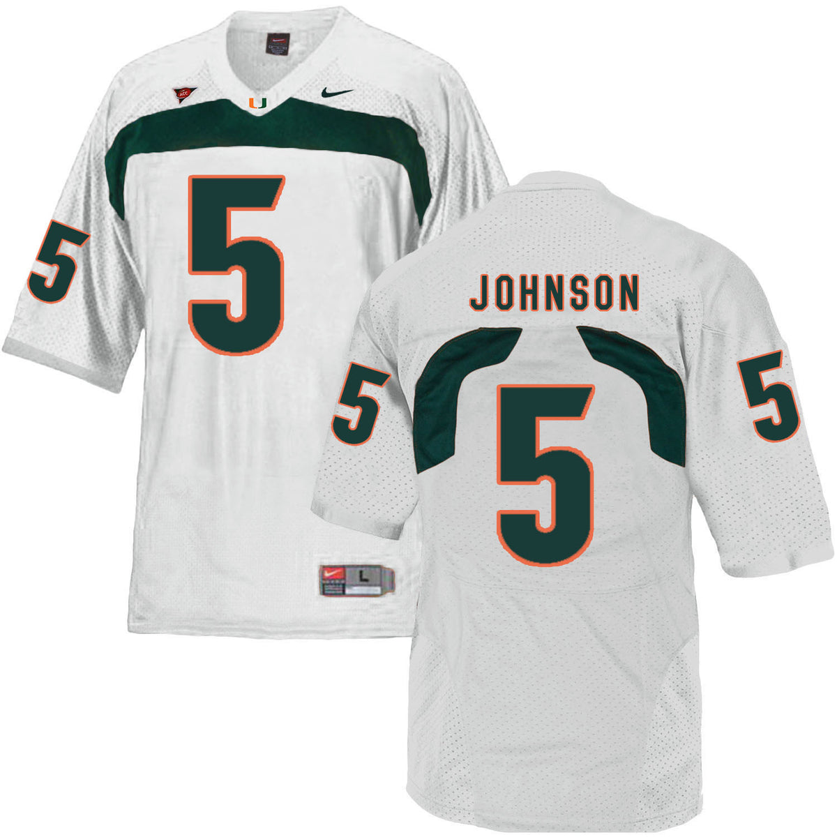 Andre Johnson Miami Hurricanes white jersey