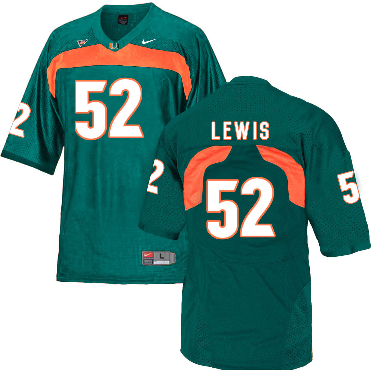 Ray Lewis Miami Hurricanes green jersey