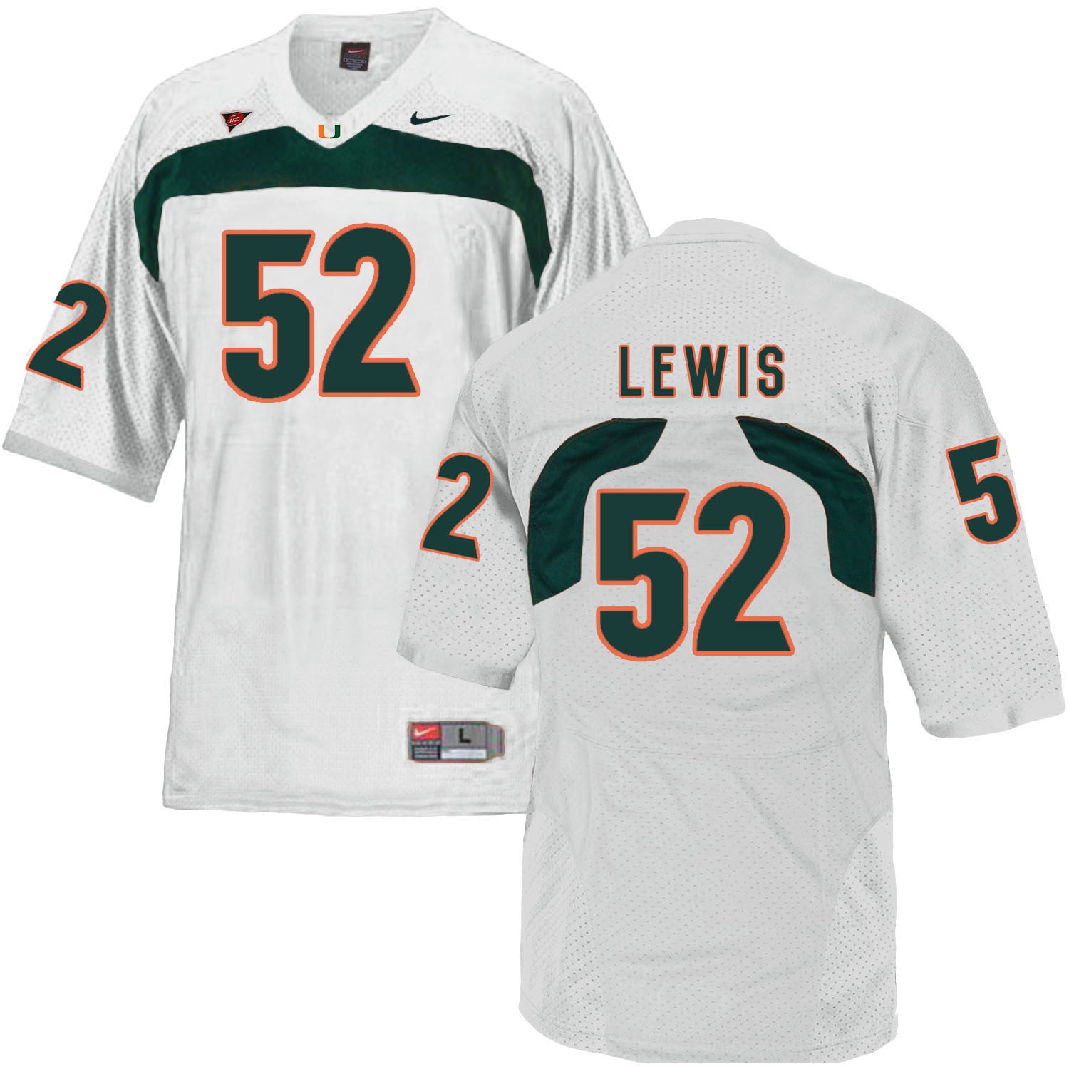 Ray Lewis Miami Hurricanes white jersey