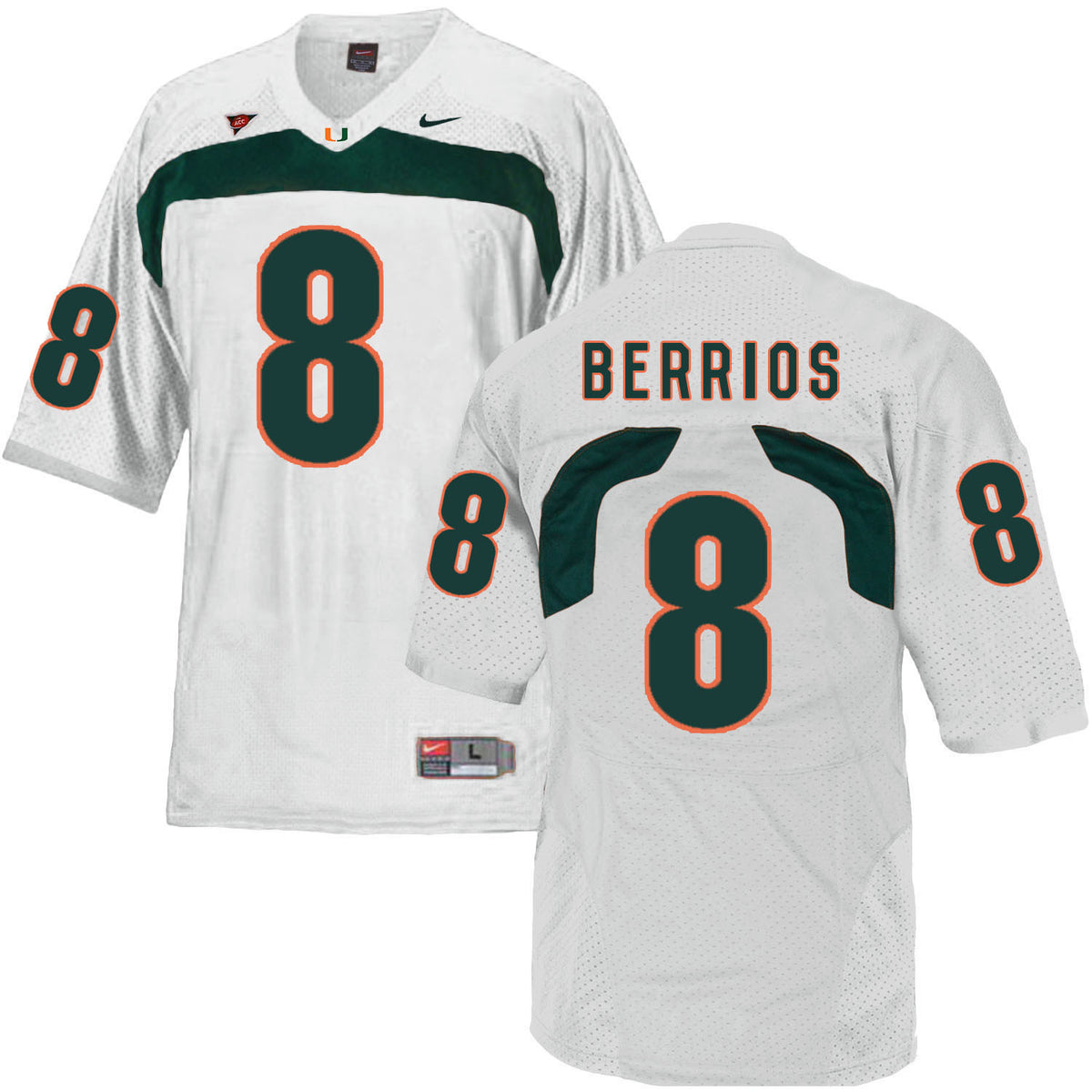 Braxton Berrios Miami Hurricanes white jersey