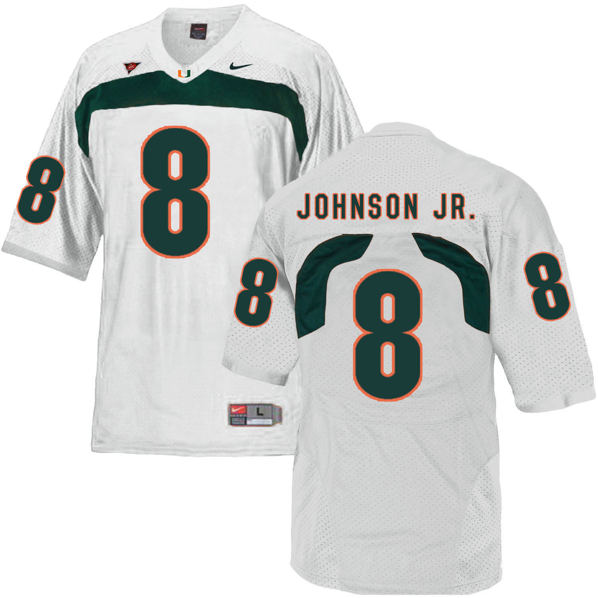 Duke Johnson Miami Hurricanes white jersey