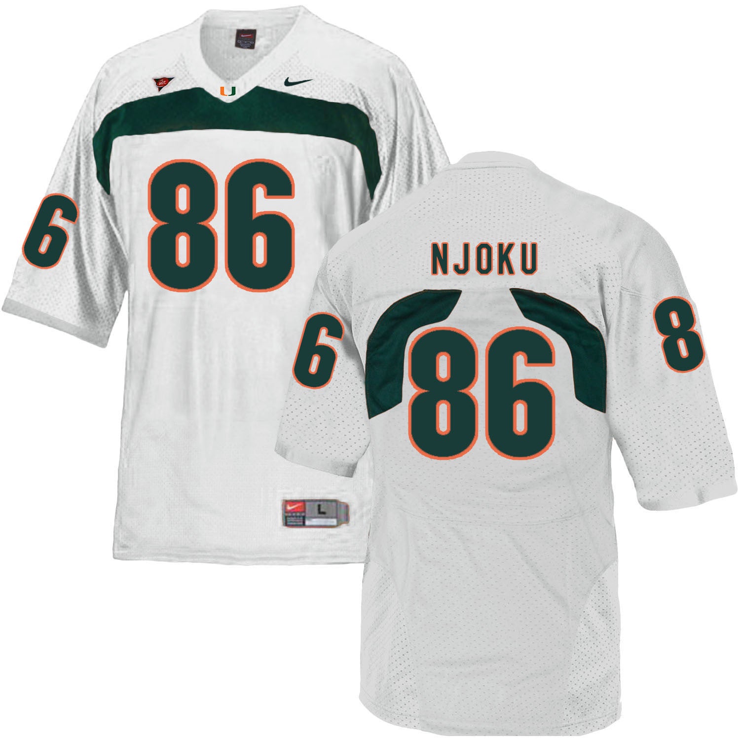 David Njoku Miami Hurricanes white jersey