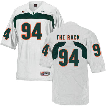 The Rock Miami Hurricanes white jersey