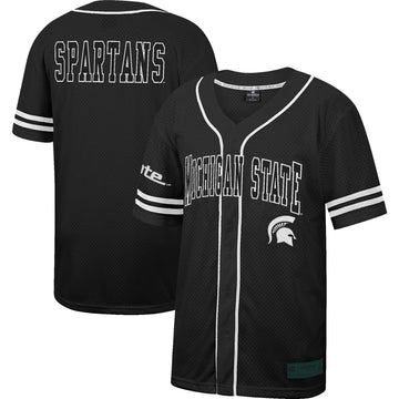 Colosseum Free Spirited Mesh Button-up Michigan State Spartans black jersey
