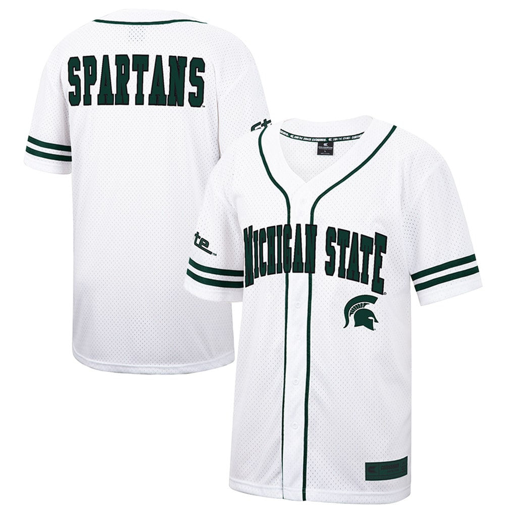 Colosseum Free Spirited Mesh Button-up Michigan State Spartans white jersey