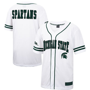 Colosseum Free Spirited Mesh Button-up Michigan State Spartans white jersey