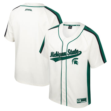Colosseum Ruth Button-up Michigan State Spartans cream jersey