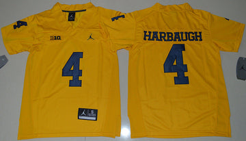 Jim Harbaugh Michigan Wolverines gold jersey