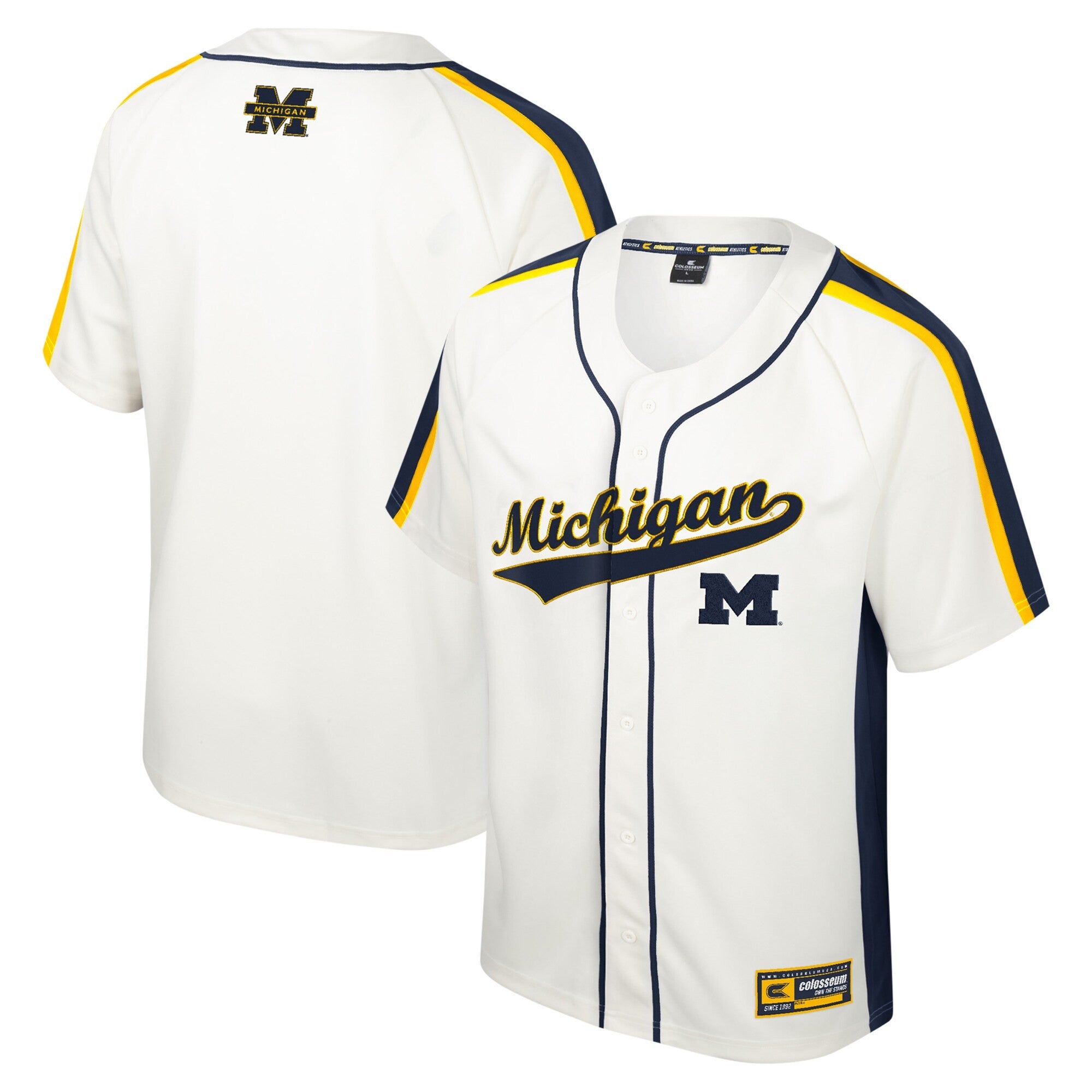 Colosseum Ruth Button-up Michigan Wolverines cream jersey