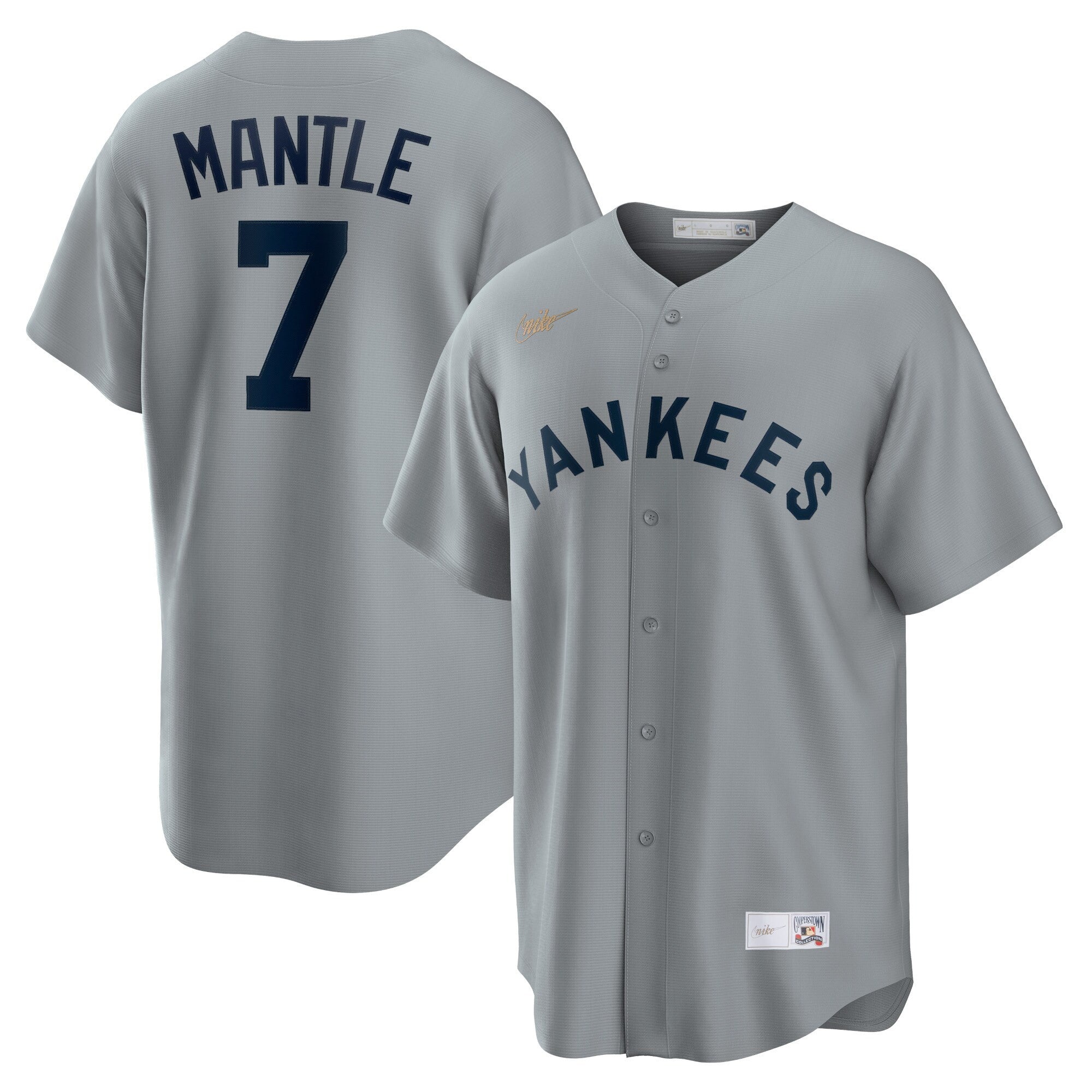 Mickey Mantle New York Yankees gray Cooperstown jersey