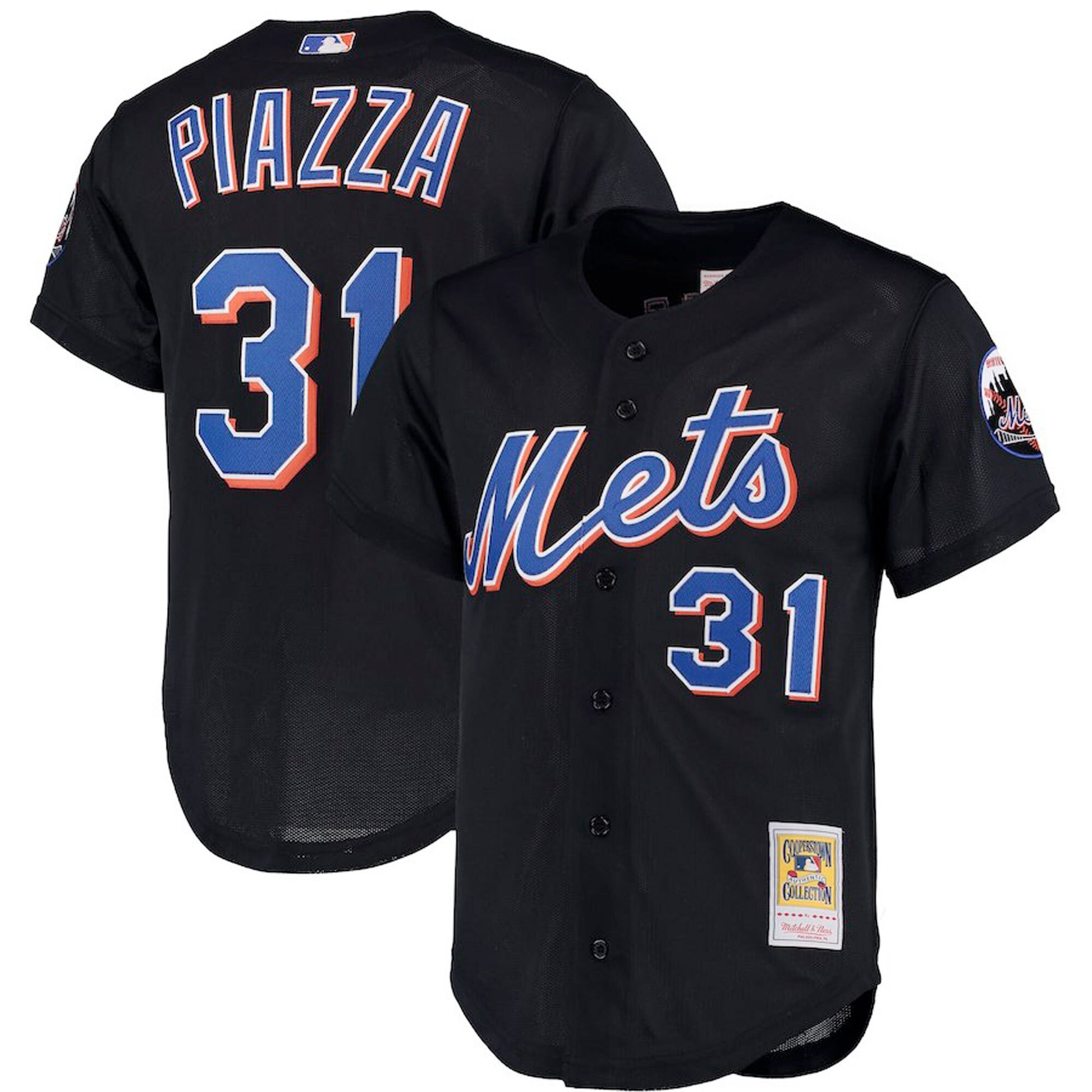 Mike Piazza New York Mets black Cooperstown jersey