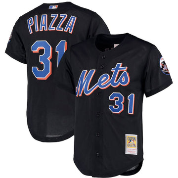 Mike Piazza New York Mets black Cooperstown jersey