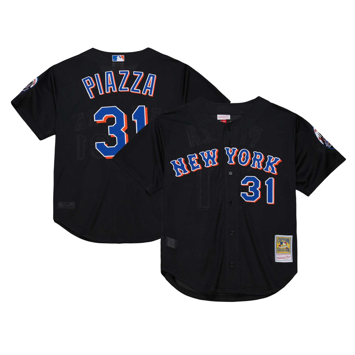 Mike Piazza New York Mets black Cooperstown jersey