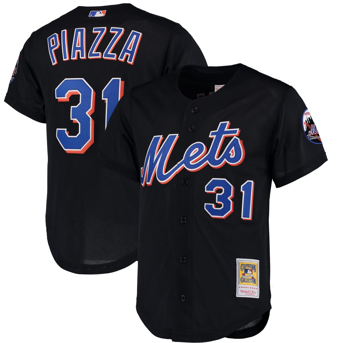 Mike Piazza New York Mets black Cooperstown jersey