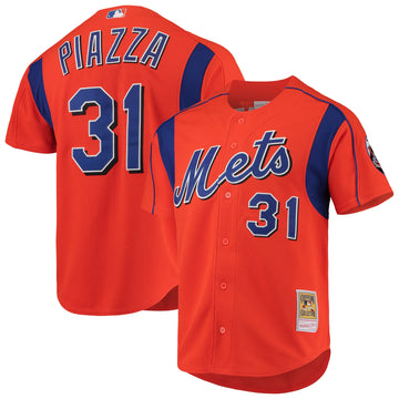 Mike Piazza New York Mets orange Cooperstown jersey