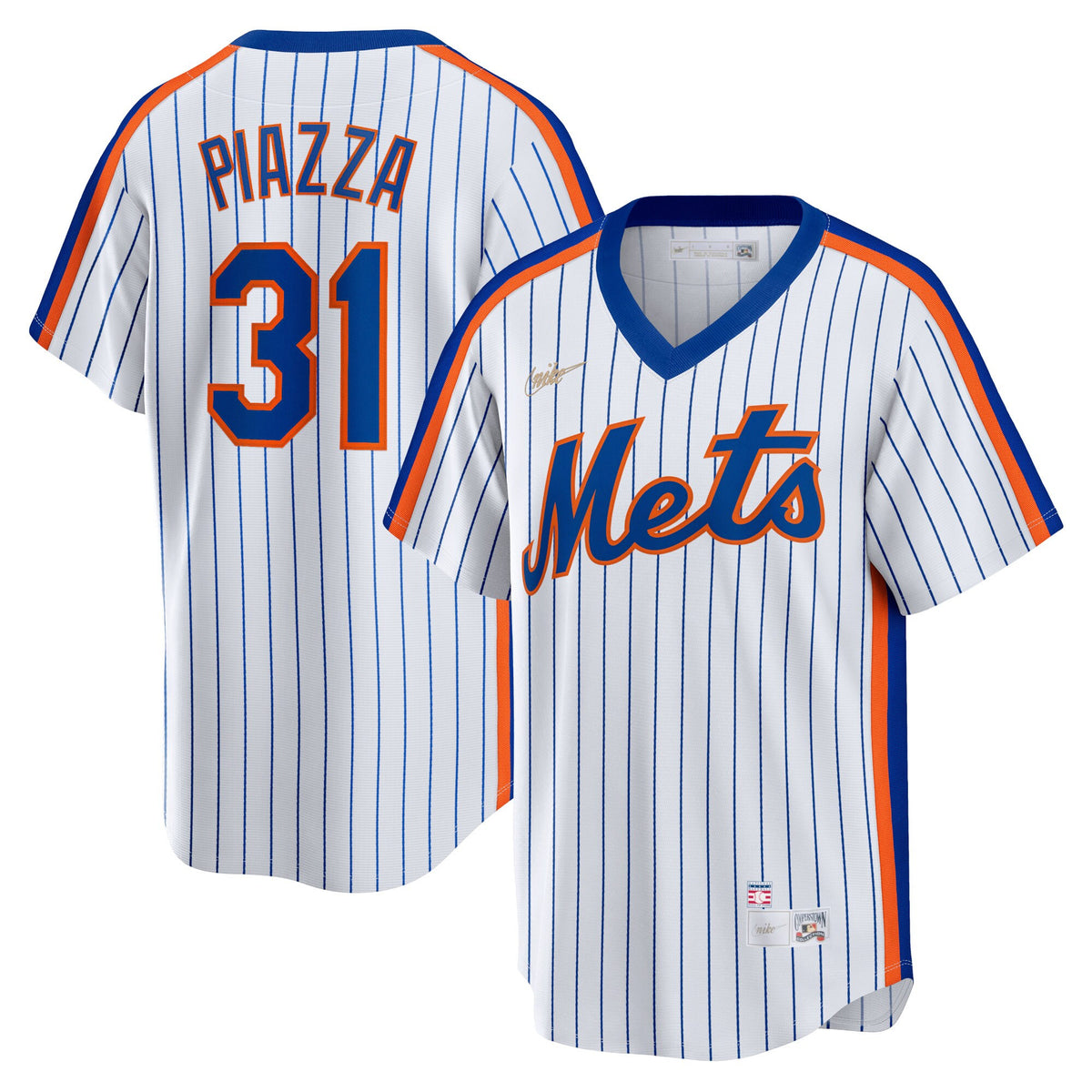 Mike Piazza New York Mets white Cooperstown jersey