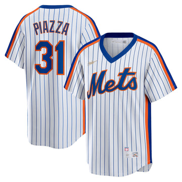 Mike Piazza New York Mets white Cooperstown jersey