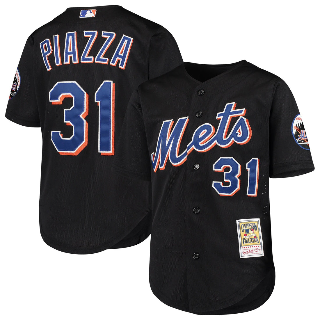 Mike Piazza New York Mets black Cooperstown jersey