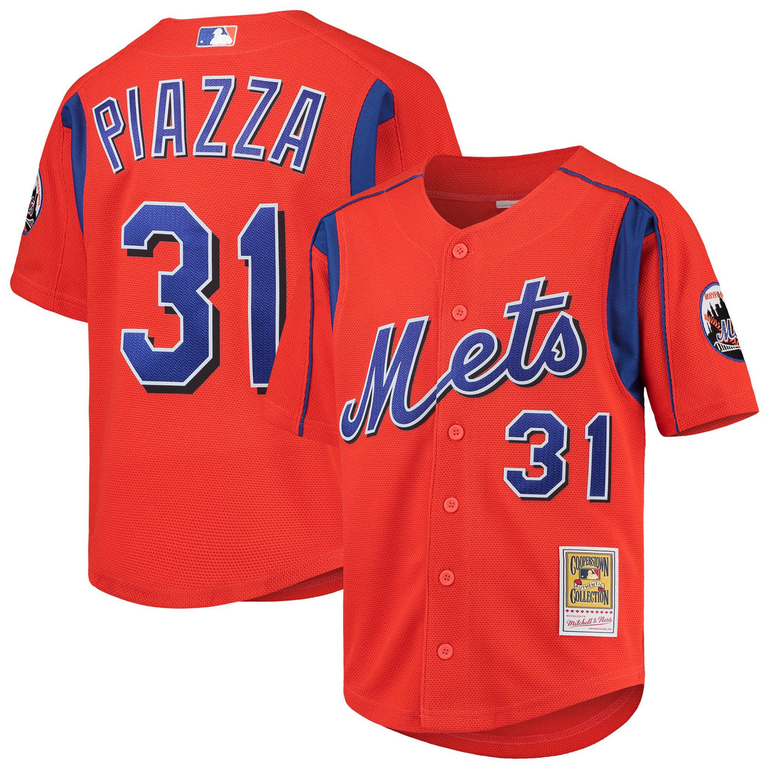 Mike Piazza New York Mets orange Cooperstown jersey