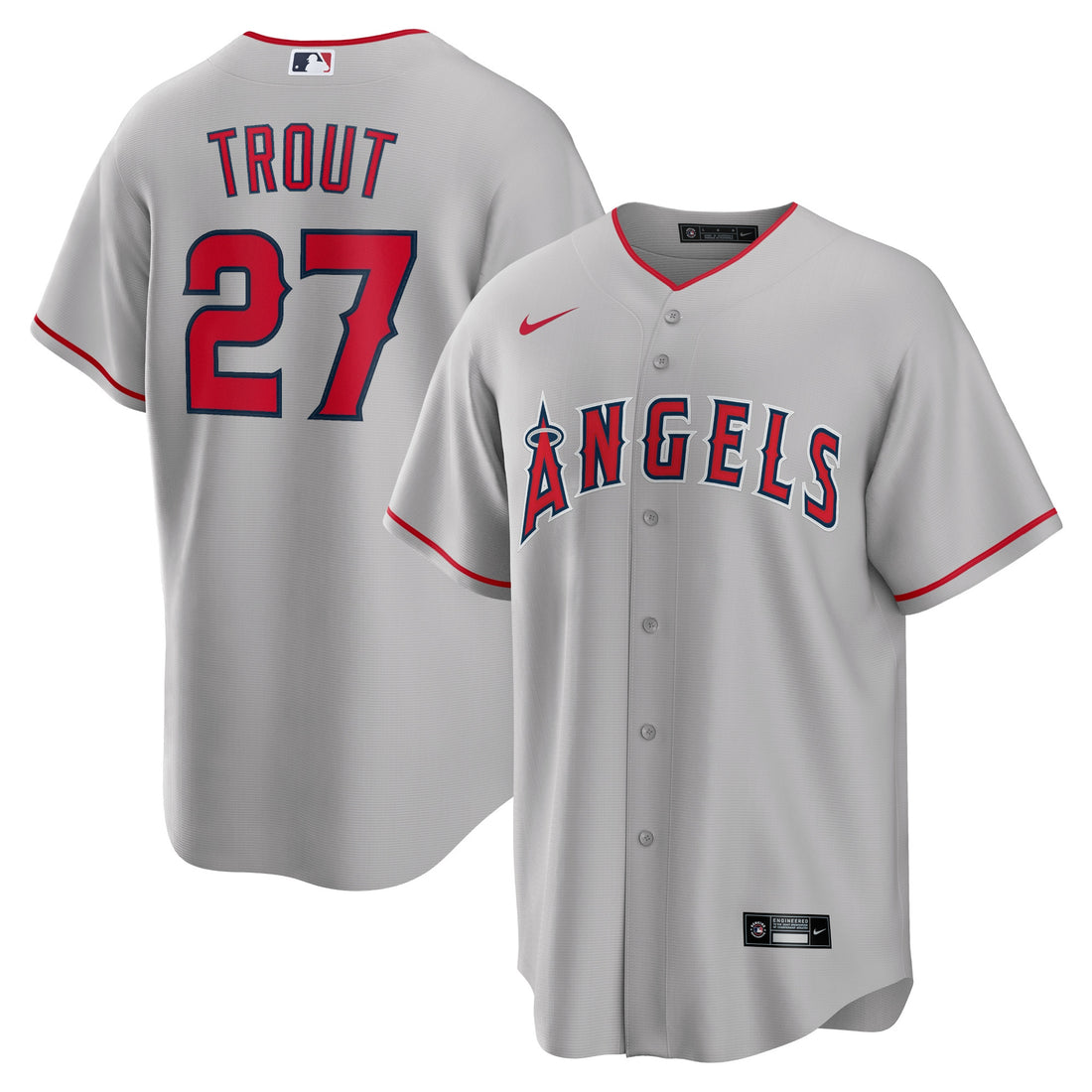 Mike Trout Los Angeles Angels silver Road jersey