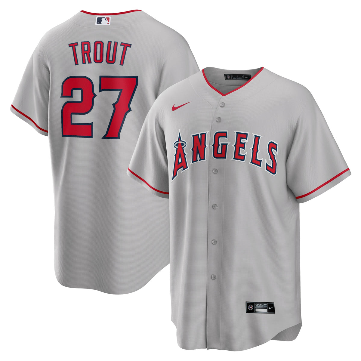 Mike Trout Los Angeles Angels silver Road jersey