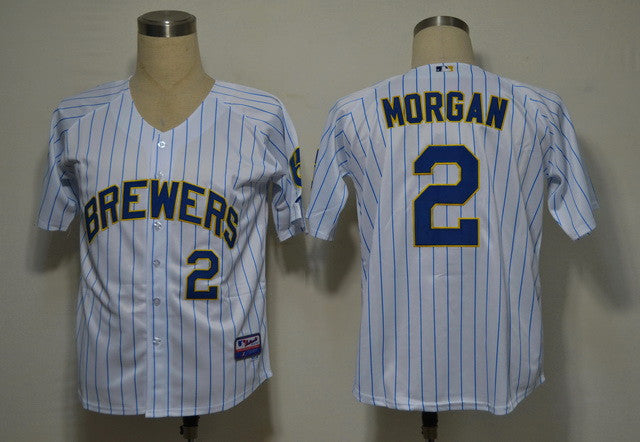 Morgan White Milwaukee Brewers blue jersey