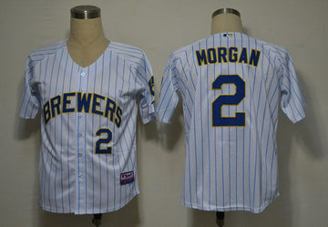 Morgan White Milwaukee Brewers blue jersey