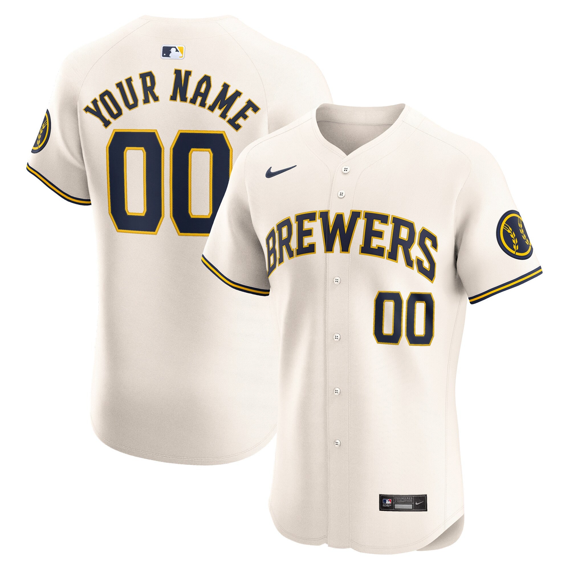 Milwaukee Brewers cream Elite jersey