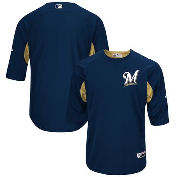 Majestic On-field Milwaukee Brewers navy jersey