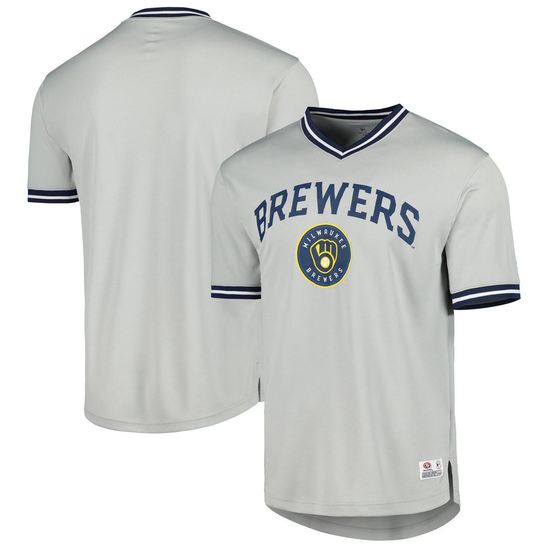 V-neck Milwaukee Brewers gray jersey