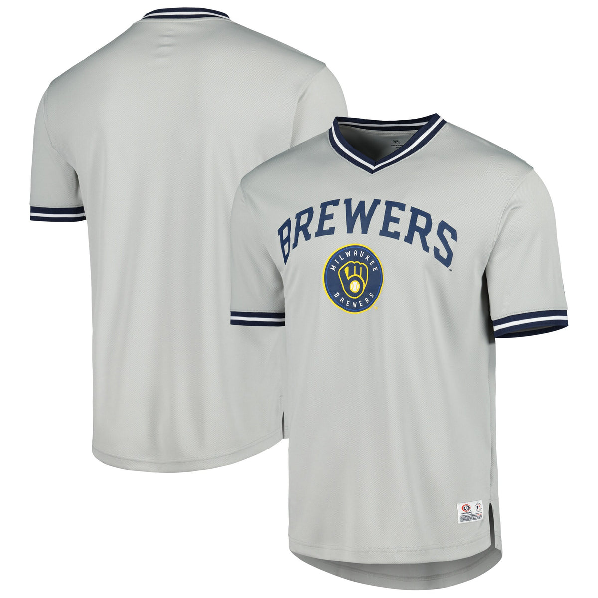 V-neck Milwaukee Brewers gray jersey