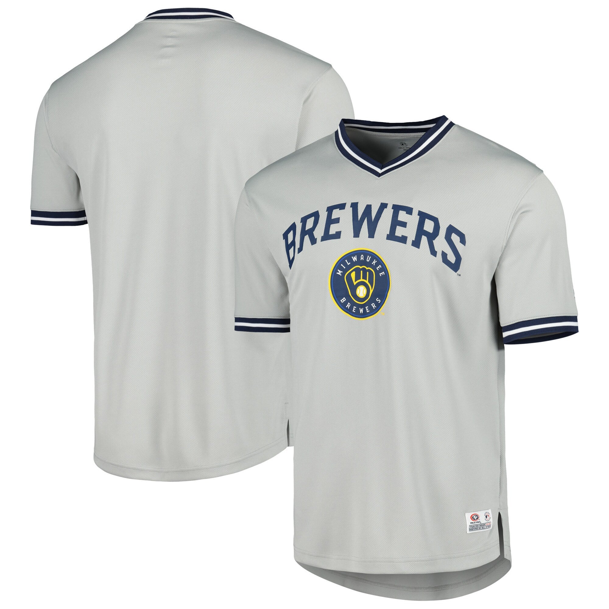 V-neck Milwaukee Brewers gray jersey