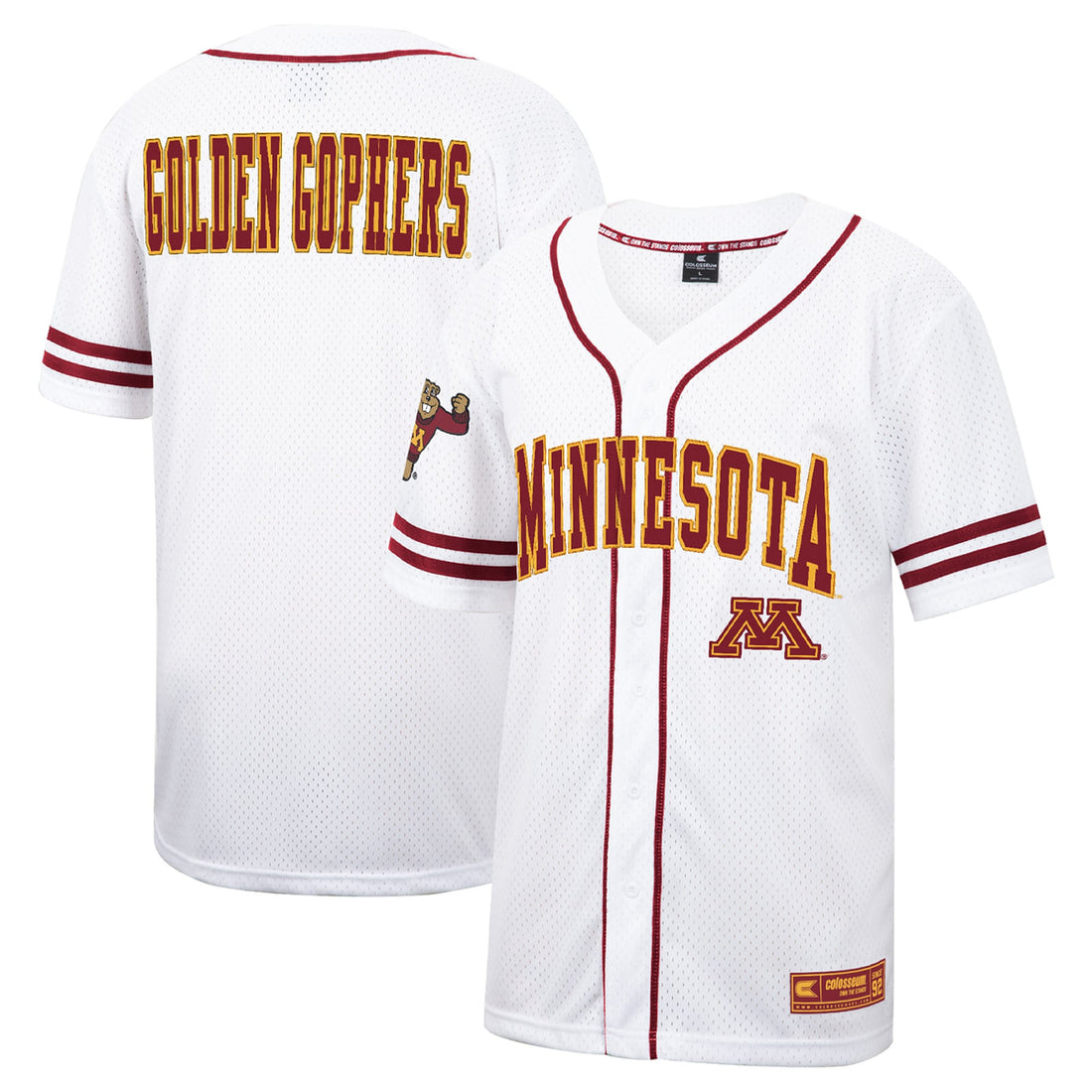 Colosseum Free Spirited Mesh Button-up Minnesota Golden Gophers white jersey